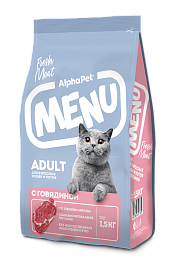 корм АльфаПет MENU для Кошек 10кг с говядиной 