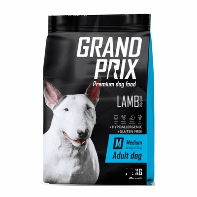 Корм Grand Prix Medium Adult 12 кг с ягненком для собак всех пород