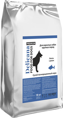 Корм Delicana MEDIUM  для собак средних пород 18кг лосось с рисом