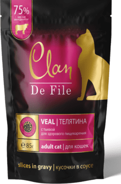 пауч CLAN De File для кошек 85гр соус Телятина с Тыквой