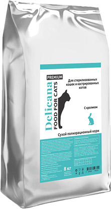 корм DELICANA для КастСтер кошек Кролик 8 кг