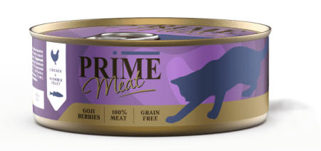 консервы PRIME MEAT 100г для кошек Курица со скумбрией, филе в желе