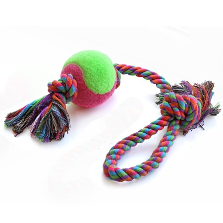 Игрушка для собак "Веревка с петлей, 2 узла и 1 мяч", d65/430мм 12111030
