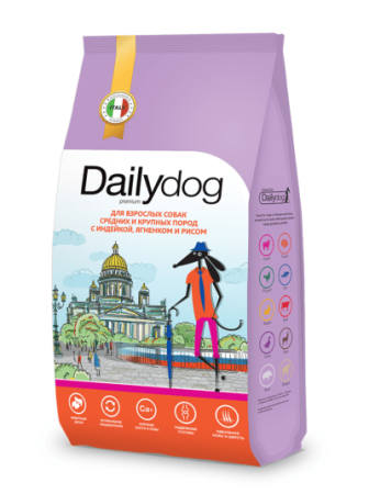 Корм Daily Dog casual 3кг для Собак Крупных индейка, ягненок GKZ 