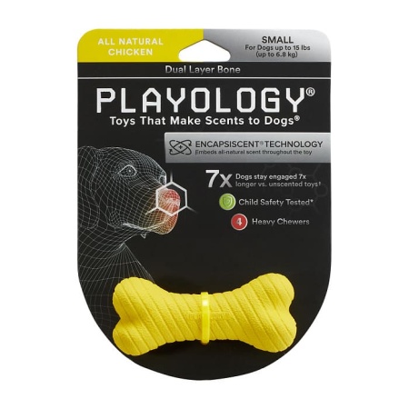 Игрушка для собак Playology P30073 косточка DUAL LAYER BONE для собак мелких пород с арома курицы