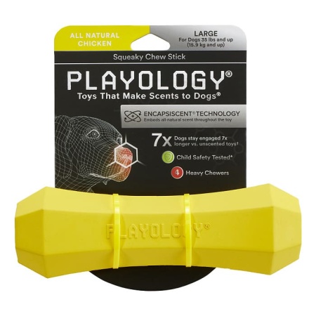 Игрушка для собак Playology P3000878 SQUEAKY CHEW STICK палочка, желтая большая 