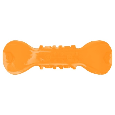 Игрушка для собак Mr.Kranch Гантель дентальная с пищалкой 22 см оранжевая с ароматом бекон MKR001529