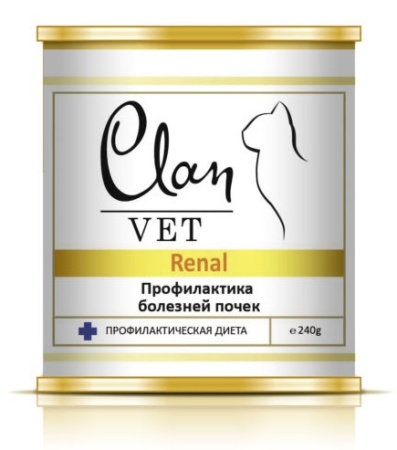 консервы CLAN VET RENAL д/кошек профилактика болез. почек 240г