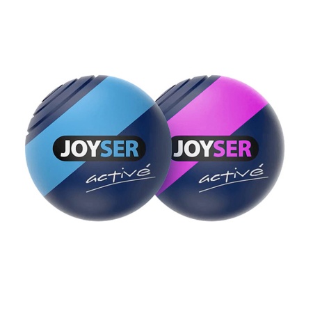 Игрушка для собак JOYSER 7002J Active Два резиновых мяча с пищалкой M голубой, розовый, 6,3 см